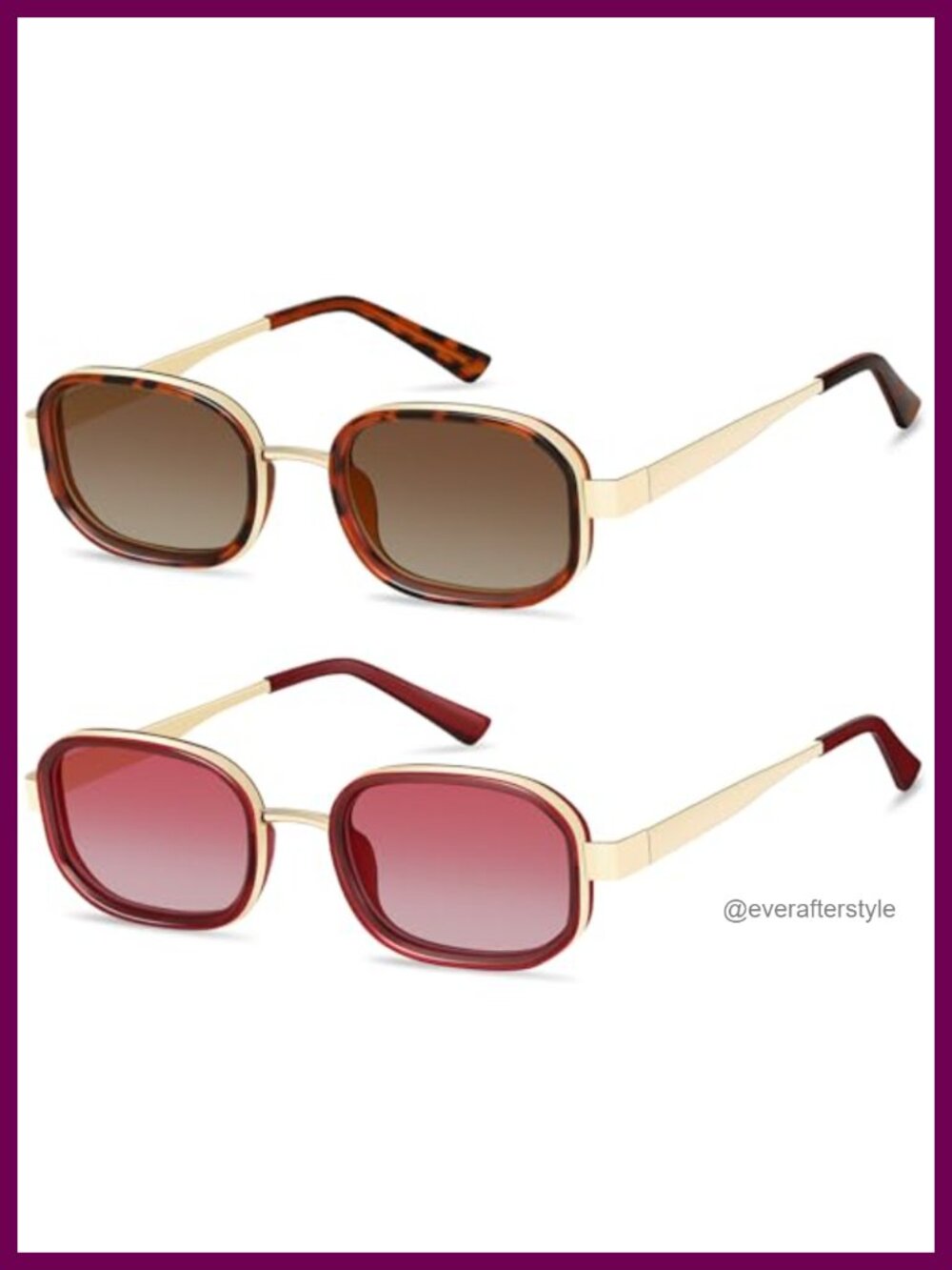 Retro Rectangle Sunglasses UV400 Stainless Steel Unisex Sunnies